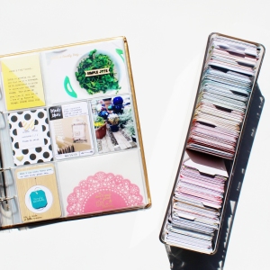 Using a refrigerator bin to store 3x4 cards 