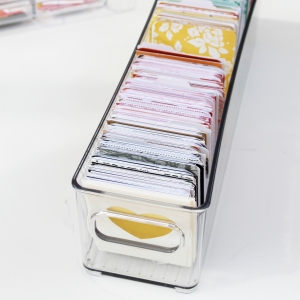 Close-up of sorted 3x4 cards